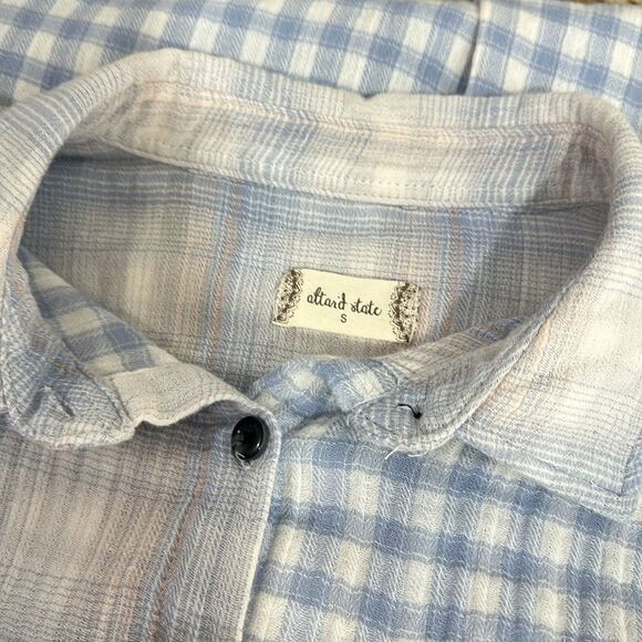 Altar'd State Multi-Pattern Peri Blue Button Down Shirt Size S - Picture 3 of 10